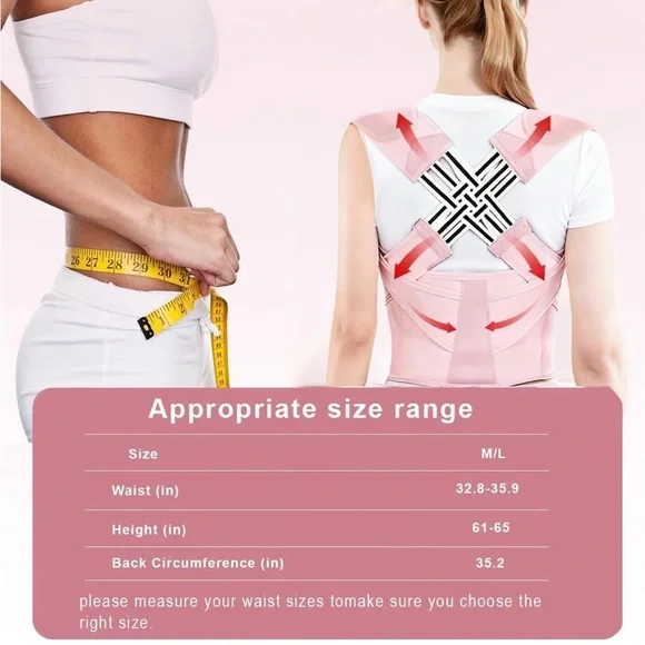 Posture Corrector Back Brace in Light Pink - Picture 3 of 4